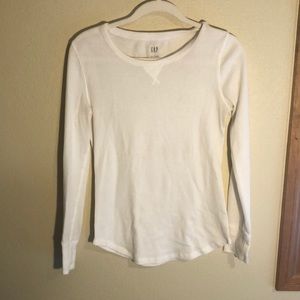 White long sleeve waffle shirt